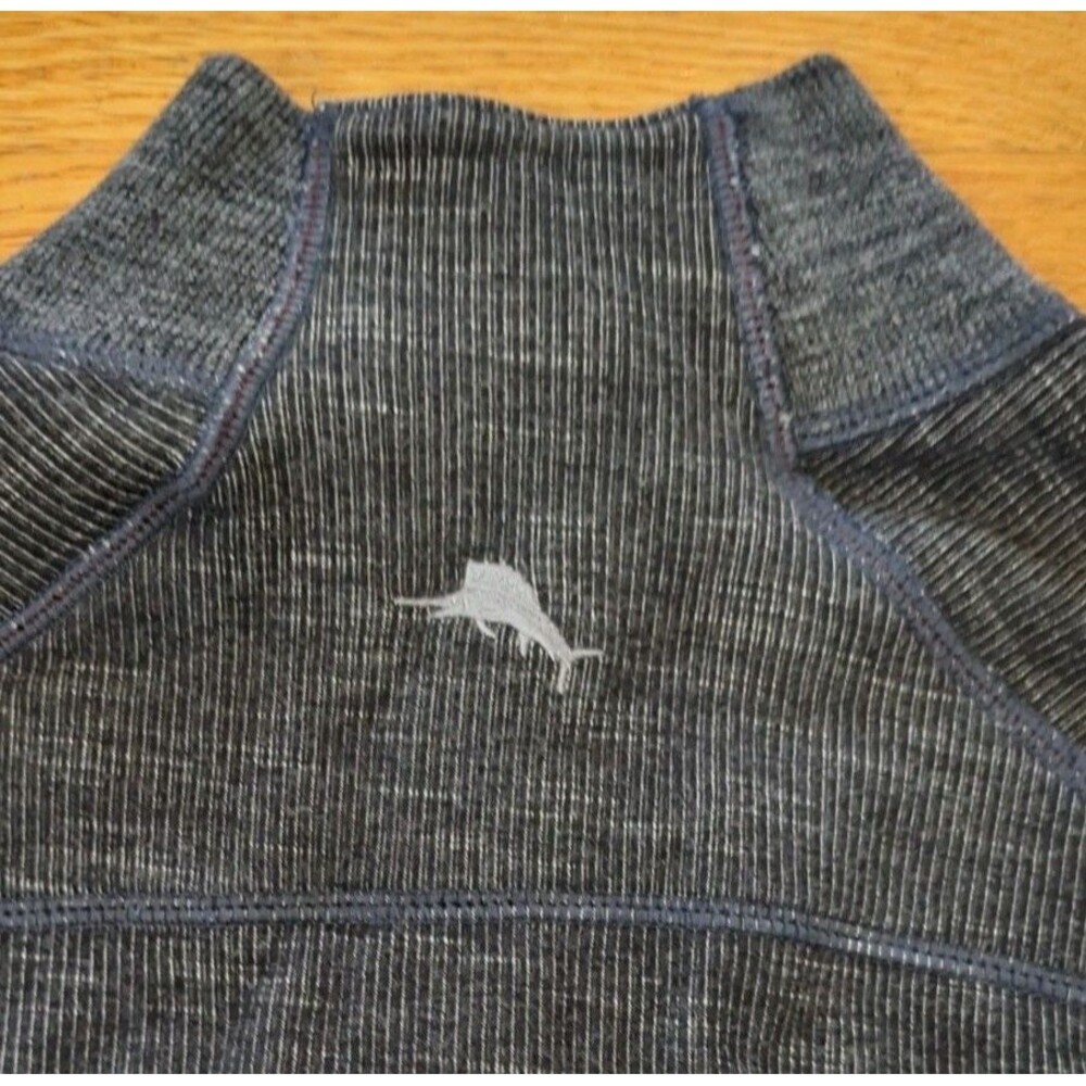Mens TOMMY BAHAMA Reversible Flipsider Half Zip Pullover Gray/Heather Sz M EUC - Picture 7 of 8